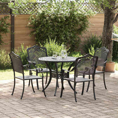 Set da Pranzo per Giardino 5 pcs Nero Alluminio