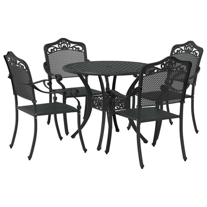 Set da Pranzo per Giardino 5 pcs Nero Alluminio