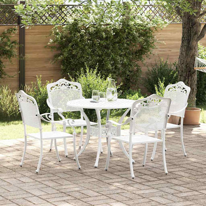 Set da Pranzo per Giardino 5 pcs Bianco Alluminio