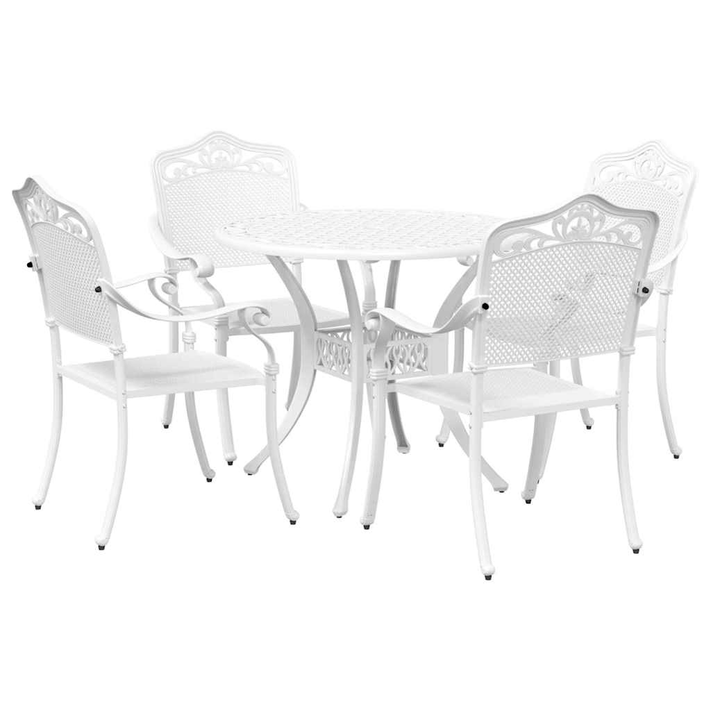 Set da Pranzo per Giardino 5 pcs Bianco Alluminio