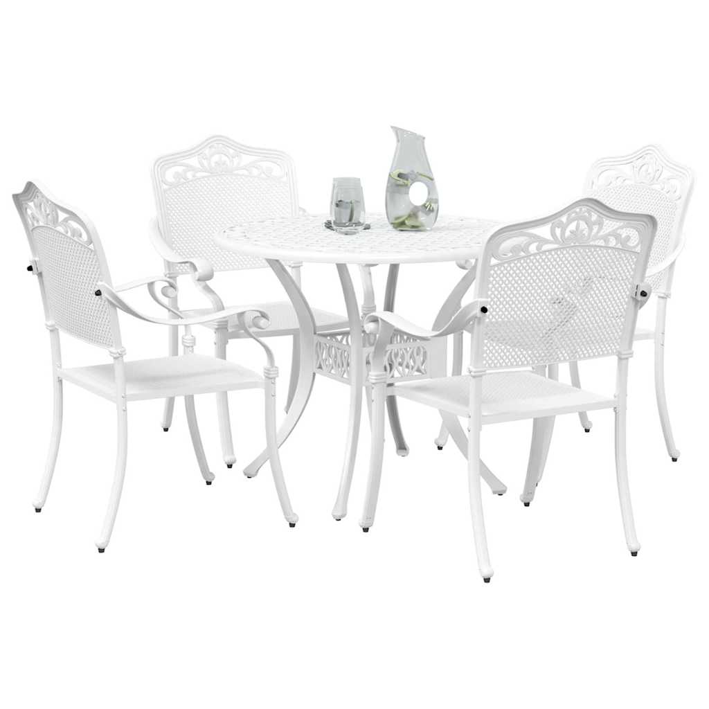 Set da Pranzo per Giardino 5 pcs Bianco Alluminio