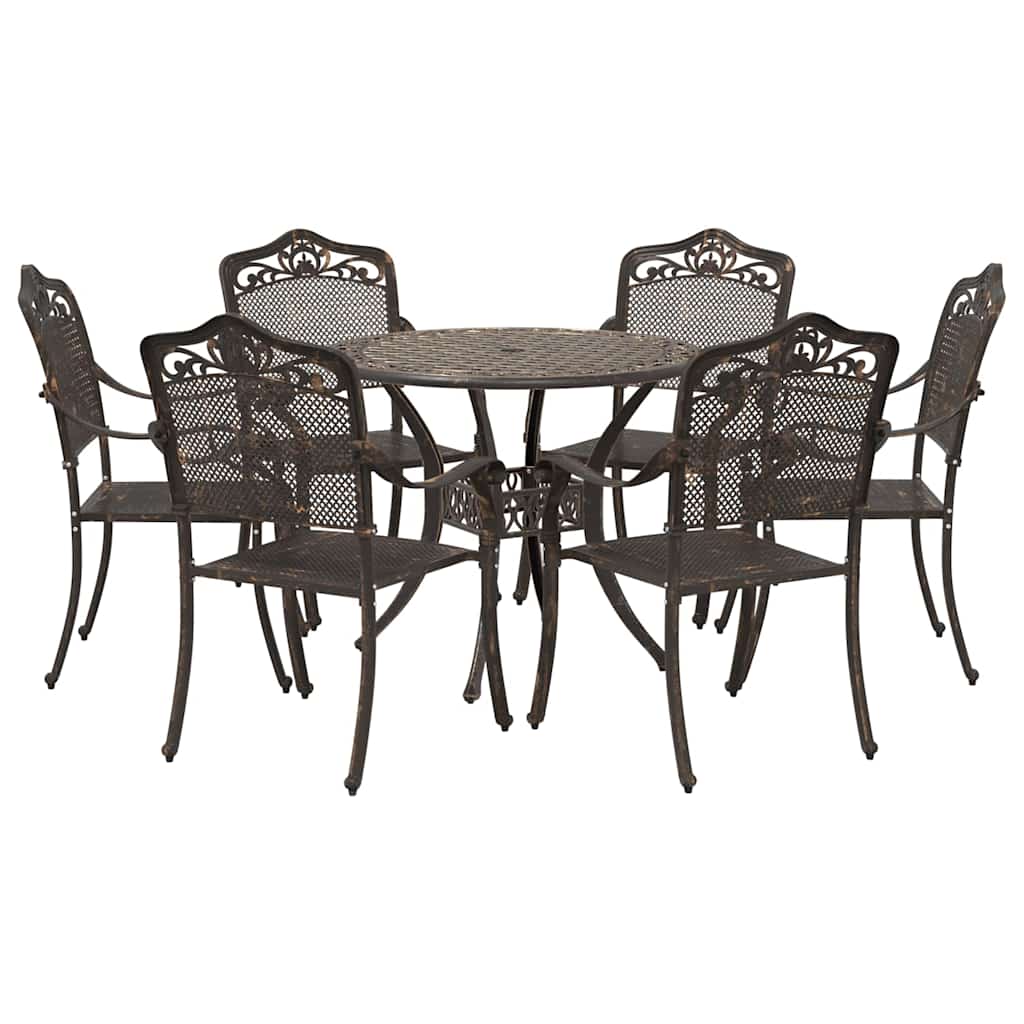 Set da Pranzo per Giardino 7 pcs Bronzo Alluminio