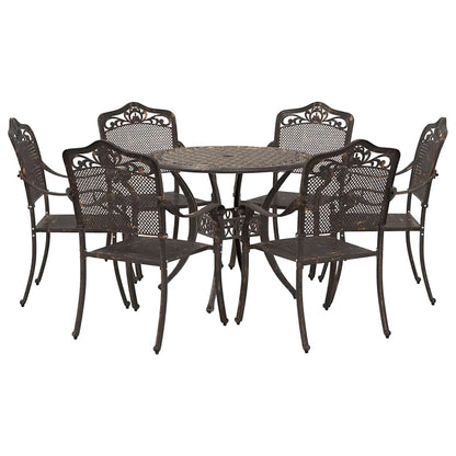 Set da Pranzo per Giardino 7 pcs Bronzo Alluminio