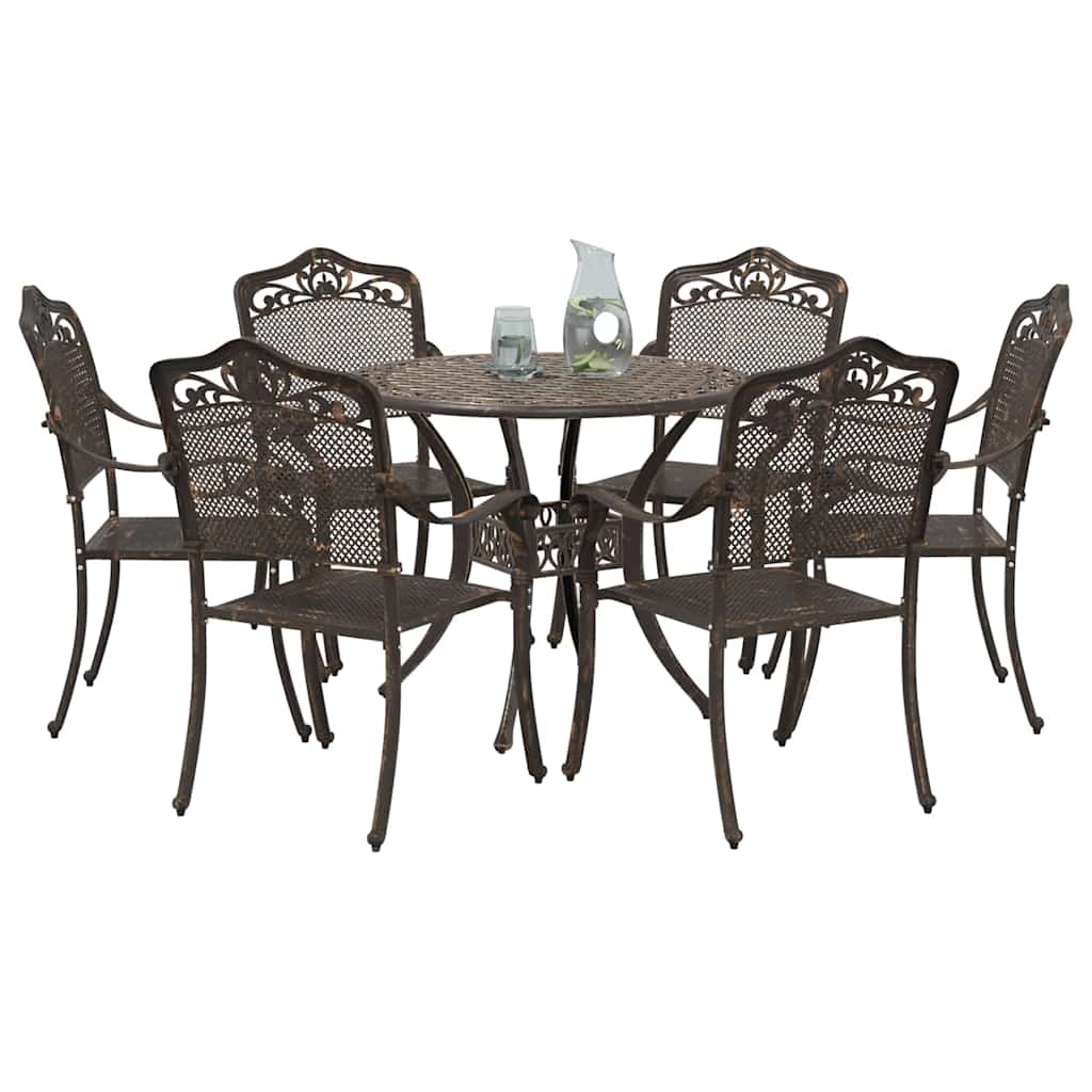 Set da Pranzo per Giardino 7 pcs Bronzo Alluminio
