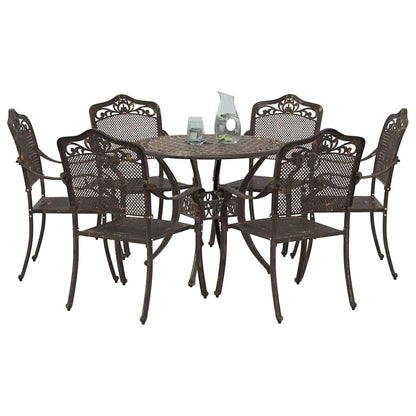 Set da Pranzo per Giardino 7 pcs Bronzo Alluminio
