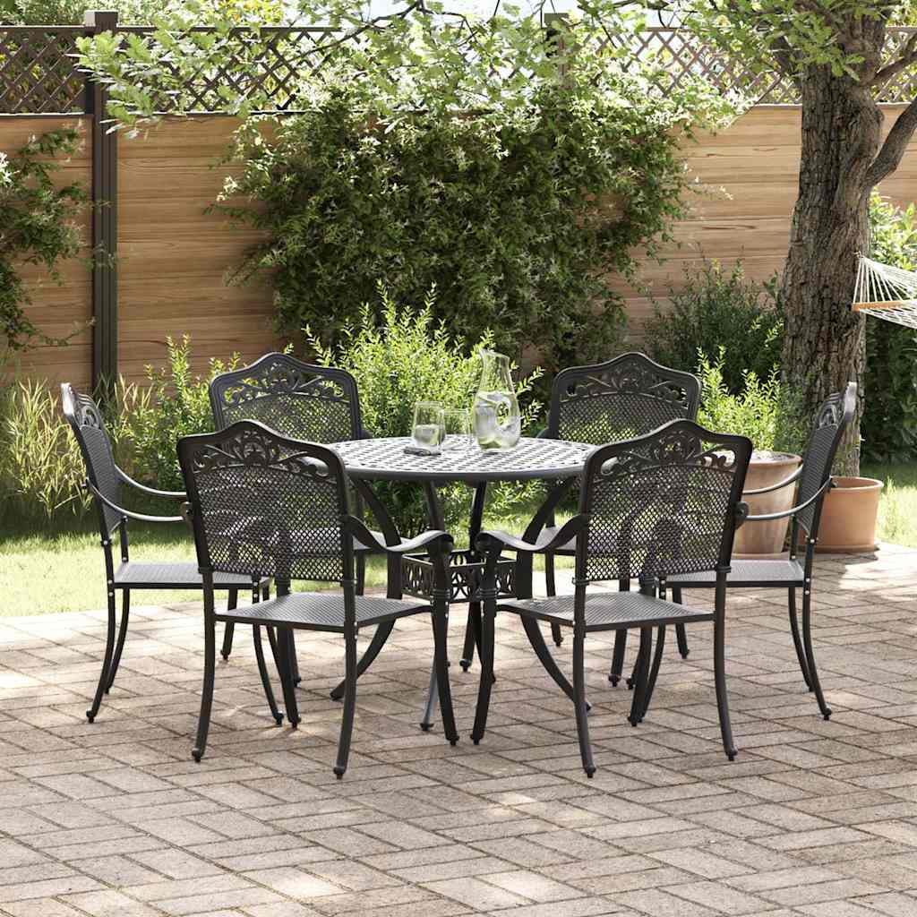 Set da Pranzo per Giardino 7 pcs Nero Alluminio