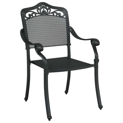 Set da Pranzo per Giardino 7 pcs Nero Alluminio