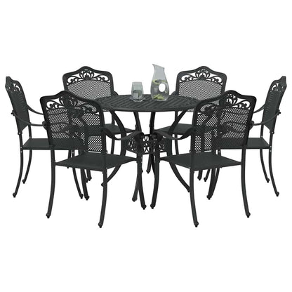 Set da Pranzo per Giardino 7 pcs Nero Alluminio