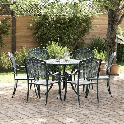 Set da Pranzo per Giardino 7 pcs Verde Alluminio