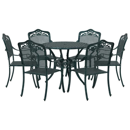 Set da Pranzo per Giardino 7 pcs Verde Alluminio