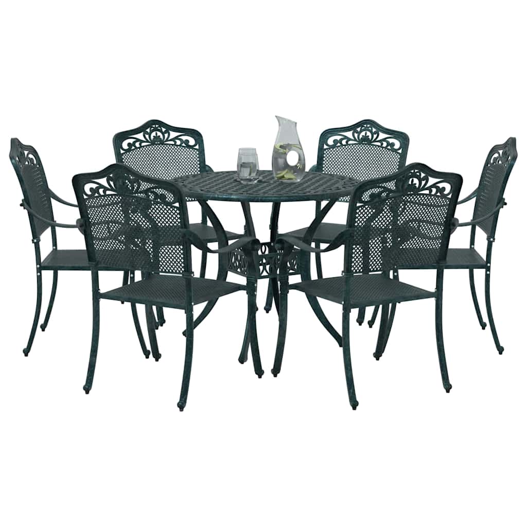 Set da Pranzo per Giardino 7 pcs Verde Alluminio