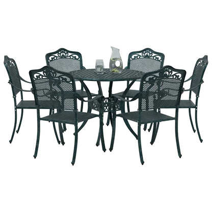 Set da Pranzo per Giardino 7 pcs Verde Alluminio