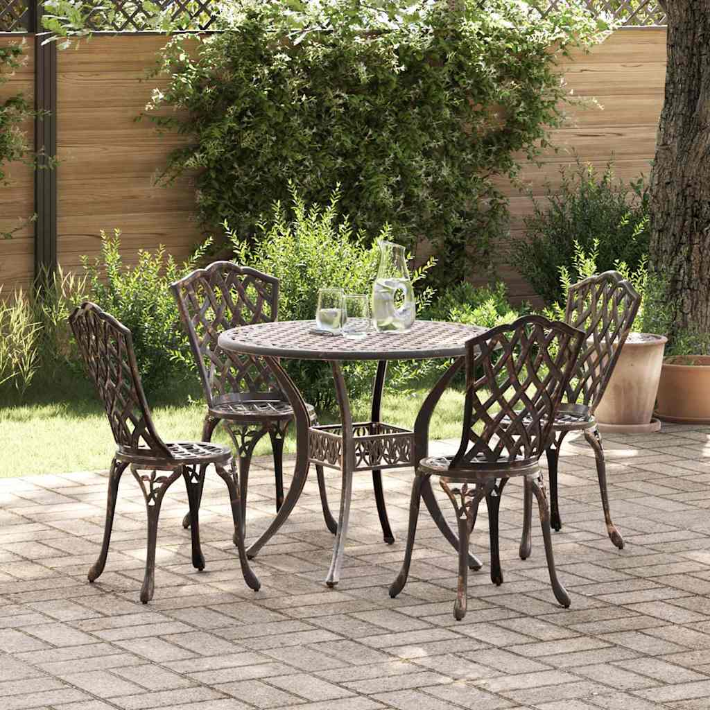 Set da Pranzo per Giardino 5 pcs Bronzo Alluminio