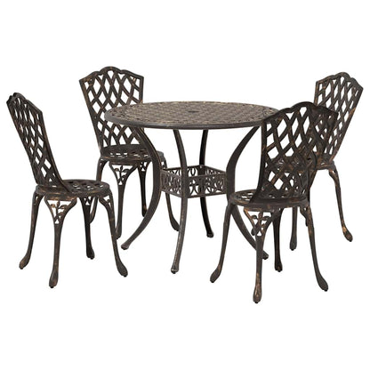 Set da Pranzo per Giardino 5 pcs Bronzo Alluminio
