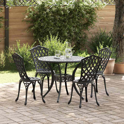 Set da Pranzo per Giardino 5 pcs Nero Alluminio