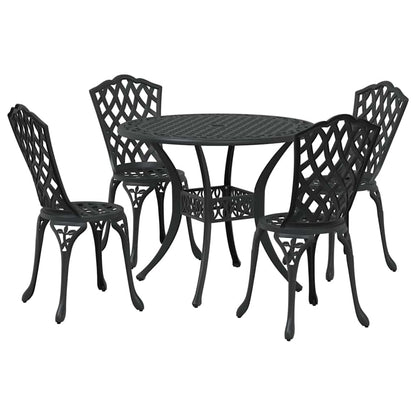 Set da Pranzo per Giardino 5 pcs Nero Alluminio