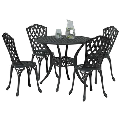 Set da Pranzo per Giardino 5 pcs Nero Alluminio