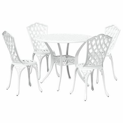 Set da Pranzo per Giardino 5 pcs Bianco Alluminio
