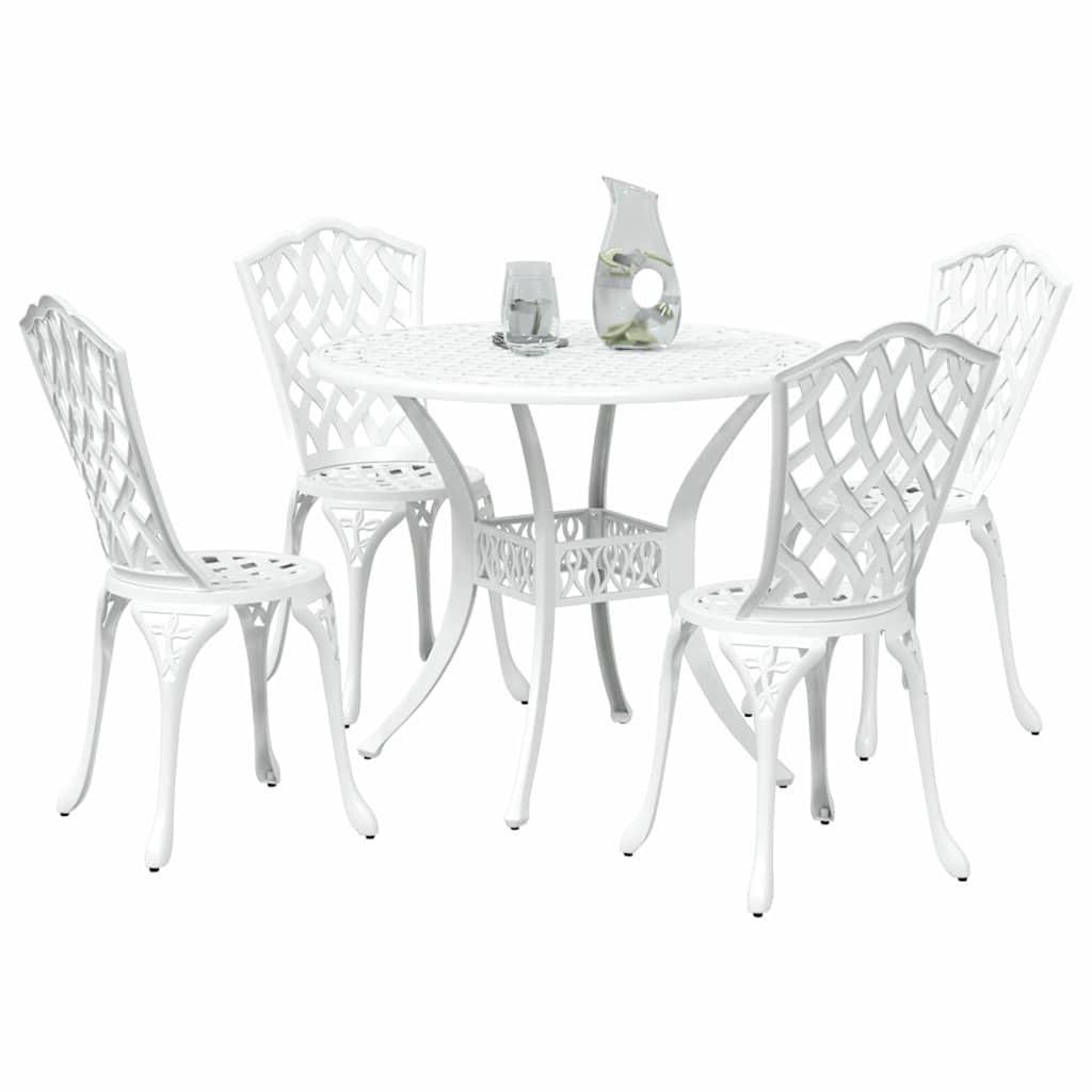Set da Pranzo per Giardino 5 pcs Bianco Alluminio