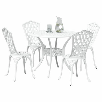 Set da Pranzo per Giardino 5 pcs Bianco Alluminio