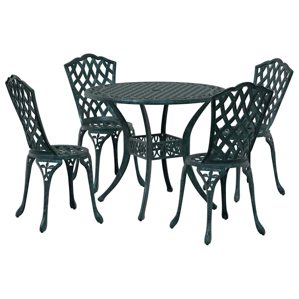 Set da Pranzo per Giardino 5 pcs Verde Alluminio