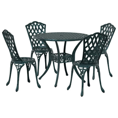 Set da Pranzo per Giardino 5 pcs Verde Alluminio
