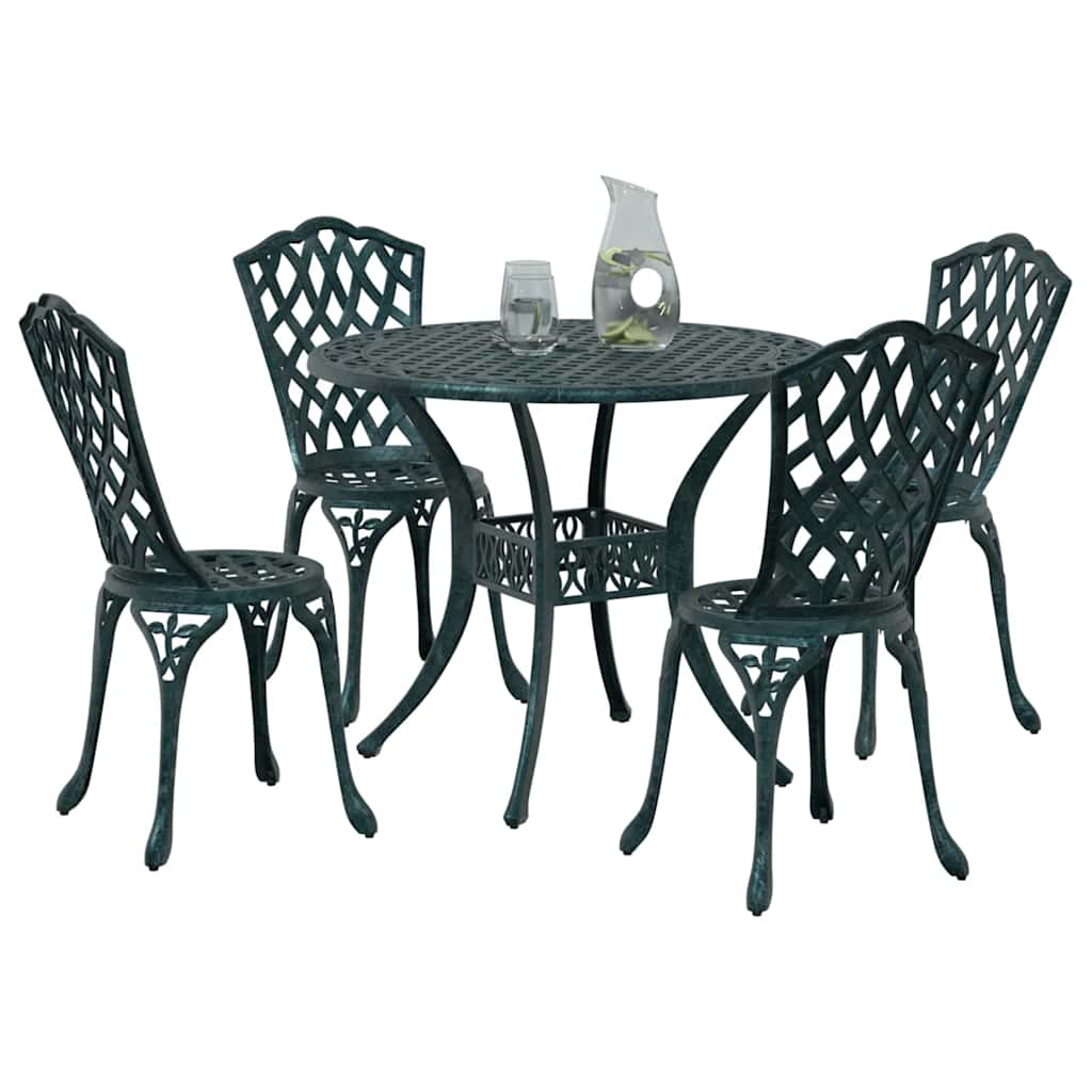 Set da Pranzo per Giardino 5 pcs Verde Alluminio