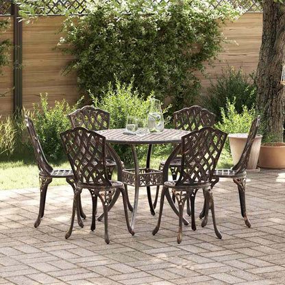 Set da Pranzo per Giardino 7 pcs Bronzo Alluminio