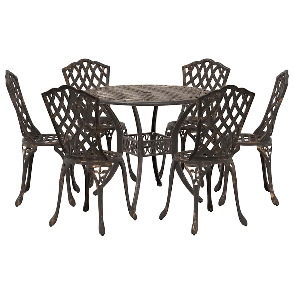 Set da Pranzo per Giardino 7 pcs Bronzo Alluminio