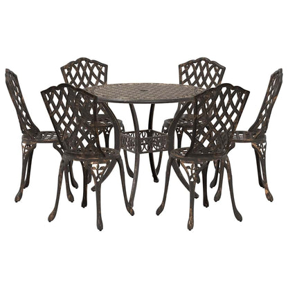 Set da Pranzo per Giardino 7 pcs Bronzo Alluminio