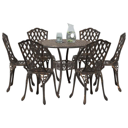 Set da Pranzo per Giardino 7 pcs Bronzo Alluminio