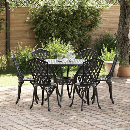 Set da Pranzo per Giardino 7 pcs Nero Alluminio