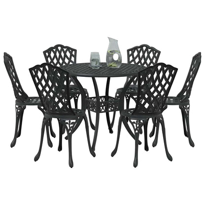Set da Pranzo per Giardino 7 pcs Nero Alluminio