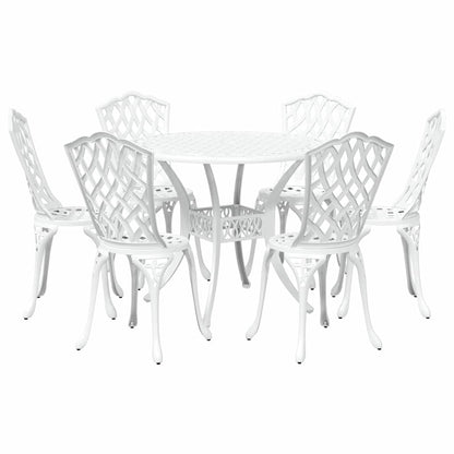 Set da Pranzo per Giardino 7 pcs Bianco Alluminio