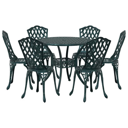 Set da Pranzo per Giardino 7 pcs Verde Alluminio