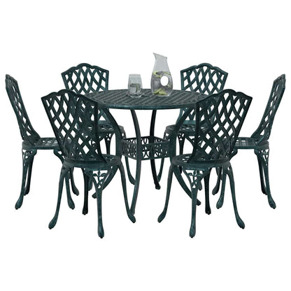 Set da Pranzo per Giardino 7 pcs Verde Alluminio