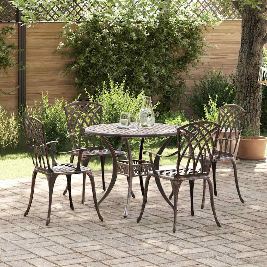 Set da Pranzo per Giardino 5 pcs Bronzo Alluminio