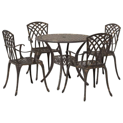 Set da Pranzo per Giardino 5 pcs Bronzo Alluminio