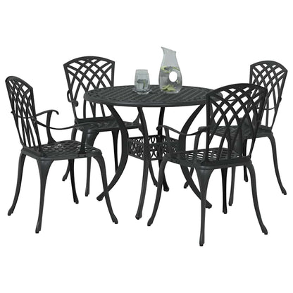 Set da Pranzo per Giardino 5 pcs Nero Alluminio