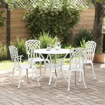 Set da Pranzo per Giardino 5 pcs Bianco Alluminio