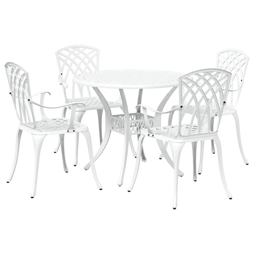 Set da Pranzo per Giardino 5 pcs Bianco Alluminio