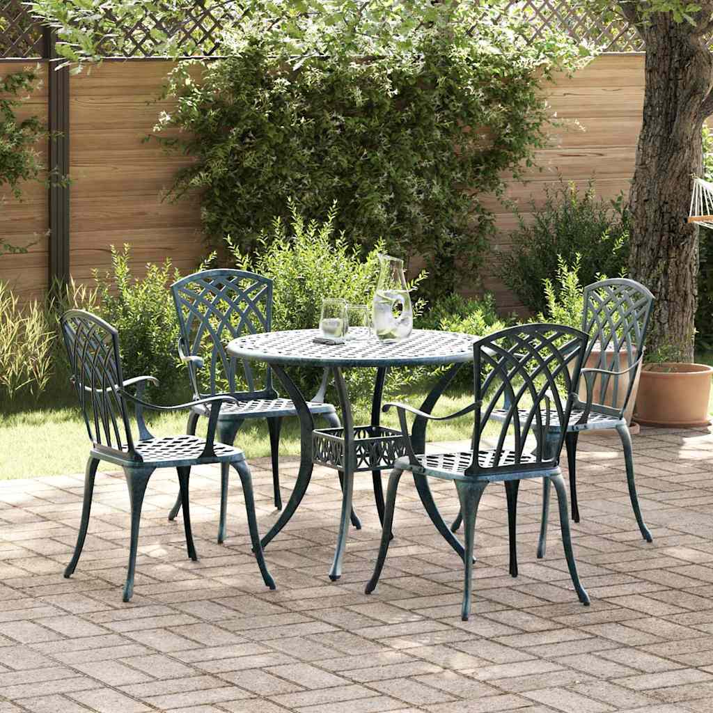Set da Pranzo per Giardino 5 pcs Verde Alluminio