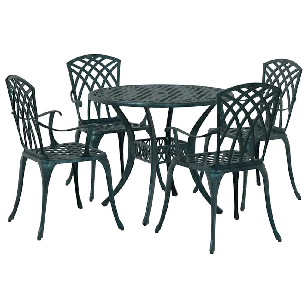Set da Pranzo per Giardino 5 pcs Verde Alluminio
