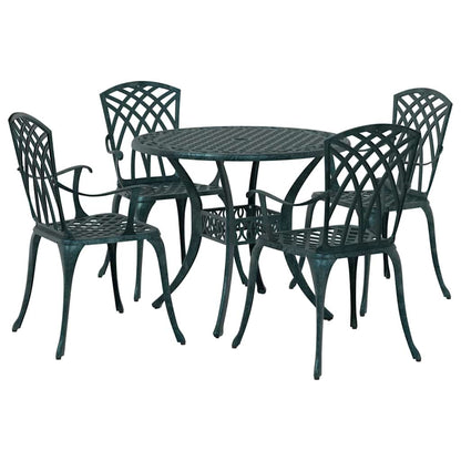 Set da Pranzo per Giardino 5 pcs Verde Alluminio