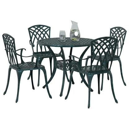 Set da Pranzo per Giardino 5 pcs Verde Alluminio