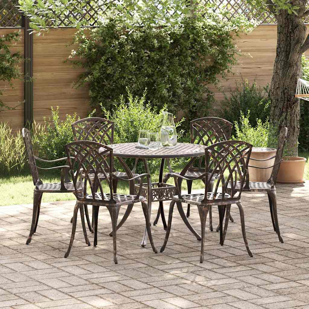 Set da Pranzo per Giardino 7 pcs Bronzo Alluminio