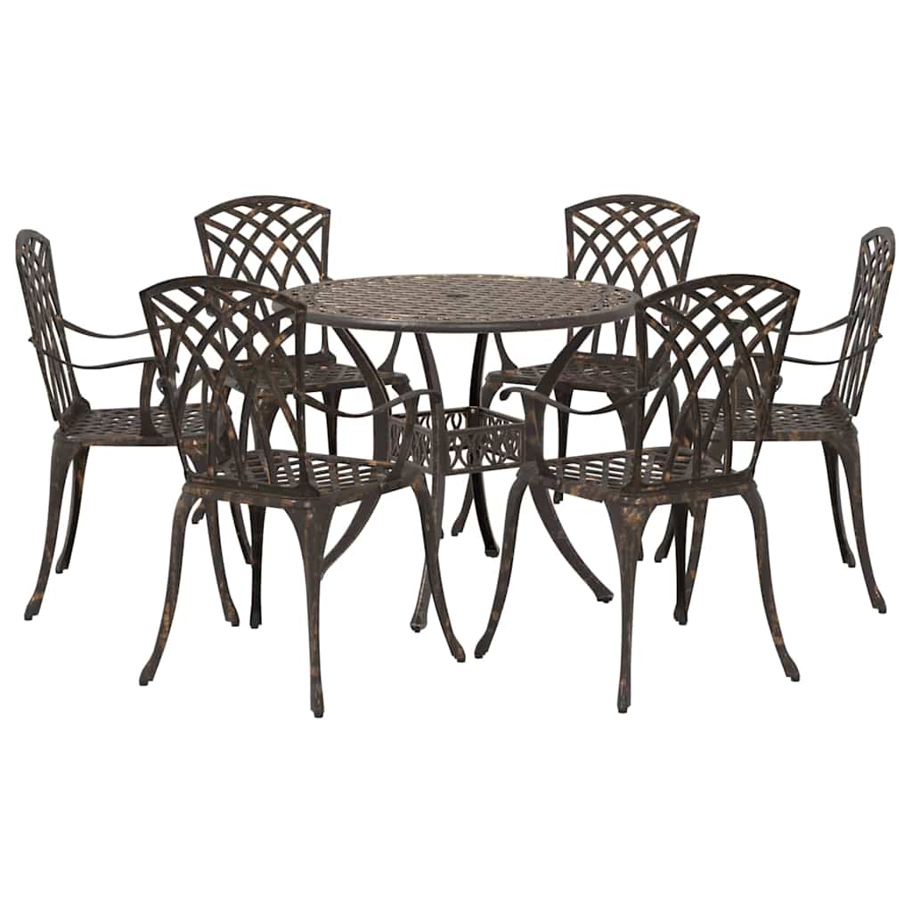 Set da Pranzo per Giardino 7 pcs Bronzo Alluminio