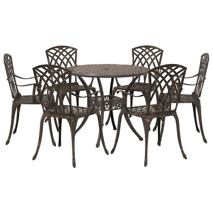 Set da Pranzo per Giardino 7 pcs Bronzo Alluminio