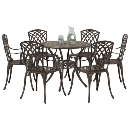 Set da Pranzo per Giardino 7 pcs Bronzo Alluminio