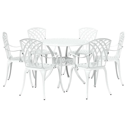 Set da Pranzo per Giardino 7 pcs Bianco Alluminio